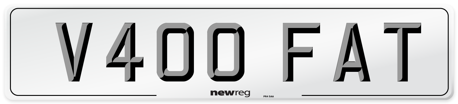 V400 FAT Number Plate from New Reg